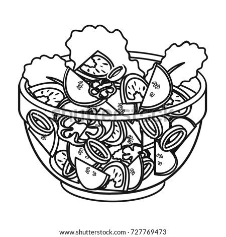 Salad coloring page to color, print or download. Salad Bowl Coloring Pages
