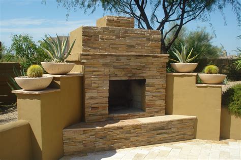 Outdoor Stone Fireplace Arizona Landscaping Ideas Outdoor Stone