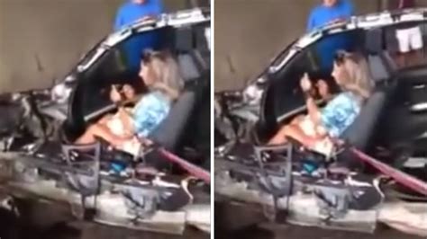 Woman In Deep Shock Calmly Applies Makeup After Crash