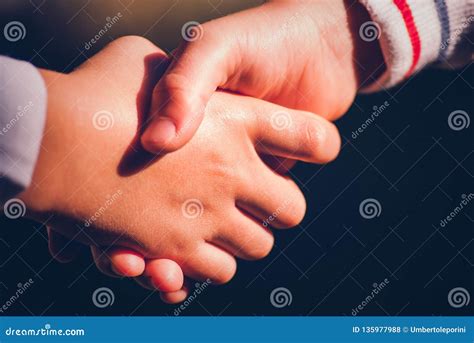 Little Childrens Friends Handshake Sensory Connections Stock Photo