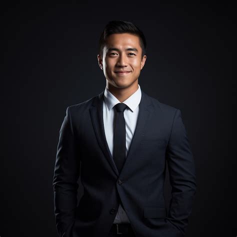 Premium Ai Image An Asian Man Wearing A Black Suit Smiling On Black
