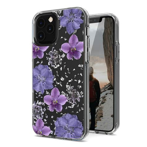 Iphone 12 Pro Max Case Cellularvilla Flower Design Hybrid Clear Shiny