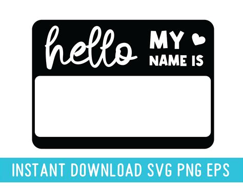 hello my name is svg files name tag svg cut files instant etsy