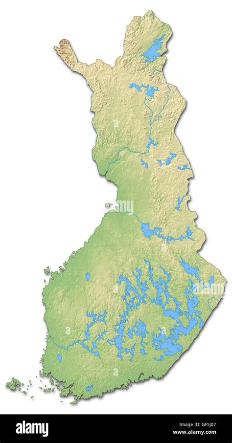 Mapa De Relieve Sombreado De Finlandia Con Alivio Fotografía De Stock