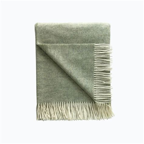 Herringbone Wool Blanket In Sage Green James And May James And May