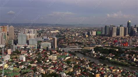 Aerial Philippines Manila Mandaluyong City September 2019 Sunny Day 4k