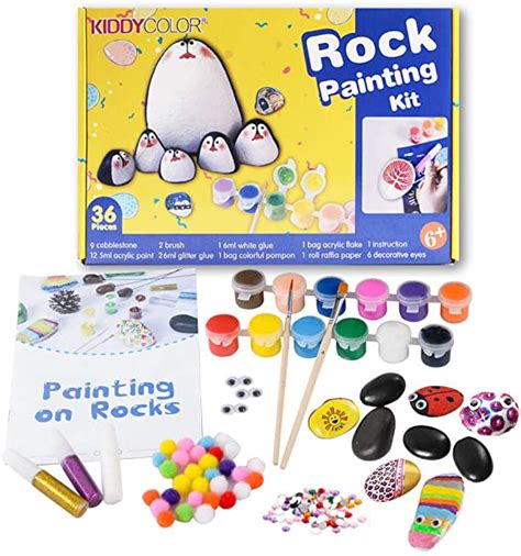 Amazonsmile Kiddycolor 36 Pack Rock Painting Kit Diy Art And Crafts