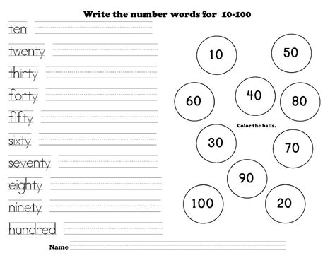 Number Worksheets 1 100 Word K5 Worksheets English On Best