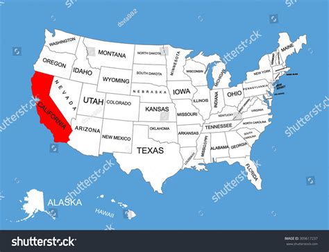 California State Usa Vector Map Isolated Stock Vector