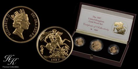 HK Precious Collectibles Gold Proof Sovereign Set 3 Coin Set 1987