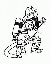 Coloring Printable Fireman Firefighter Popular sketch template