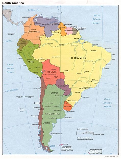 Large Political Map Of South America With All Capitals