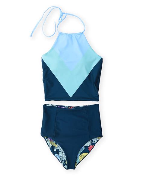 Tween Charli Floral And Retro Reversible Tankini 56 Rad Swim