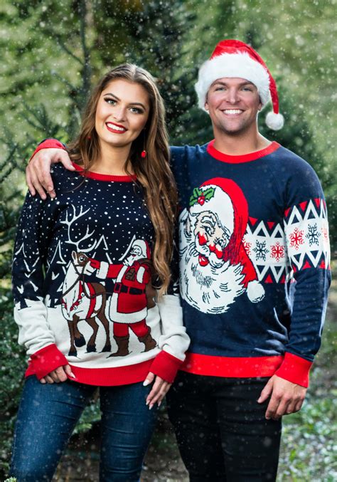 Vintage Santa And Reindeer Ugly Christmas Sweater For Adults