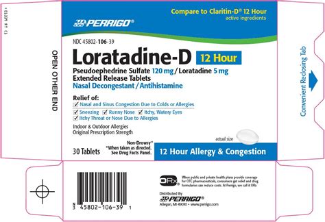 Loratadine D Perrigo New York Inc Loratadine 5mg Pseudoephedrine