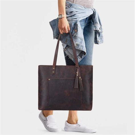 S Zone Women Vintage Genuine Leather Shoulder Tote Bag