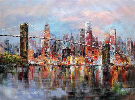 New York Brooklyn Bridge Painting By Luigi Paulini Pixels