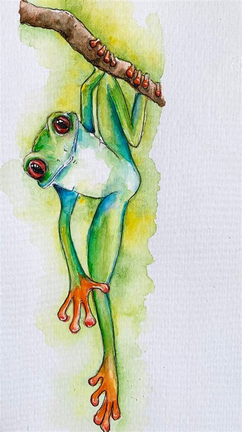 Tree Frog Original Watercolor Painting Etsy