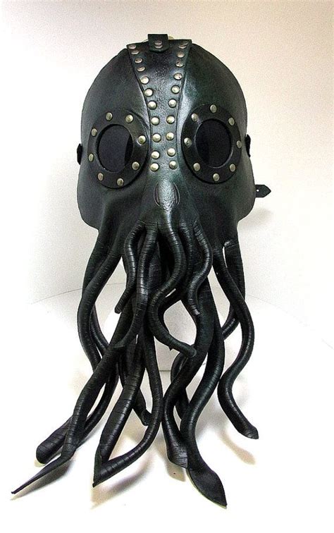 Steampunk Cthulhu Mask Nautical Giant Squid Leather Mask With Brass