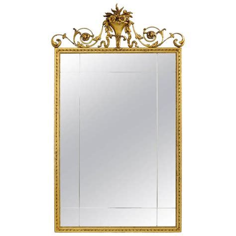 Carved Gold Giltwood And Gesso English Robert Adam Style Wall Mirror