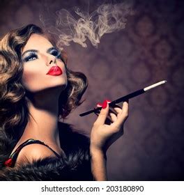 Beauty Retro Woman Mouthpiece Vintage Styled Stock Photo Shutterstock