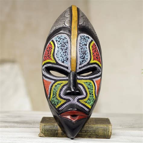 Unicef Uk Market West African Wood Beaded Wall Mask From Ghana Zulu