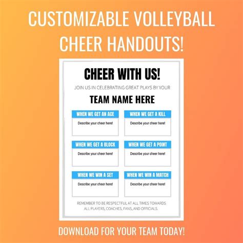 cheer with us fillable volleyball cheers handout volleyball cheers volleyball cheer