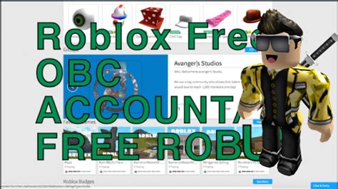 Roblox Free Obc Accountfree Robux Update Youtube