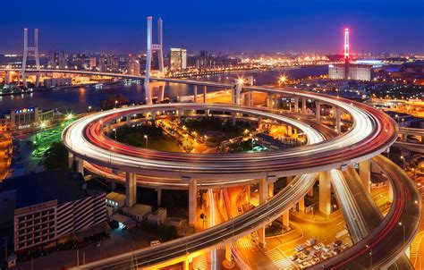 Wallpaper Night Bridge The City Lights The Evening Excerpt China