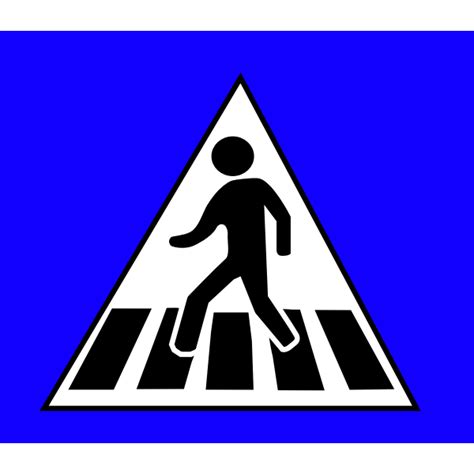 Pedestrian Crossing Traffic Caution Sign Vector Drawing Free Svg