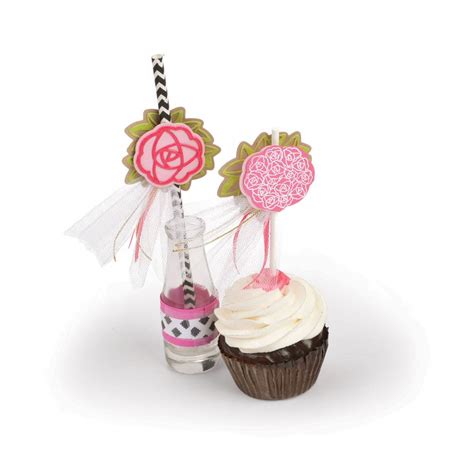 Cupcakestraw Toppers Sizzix Paper Craft Projects Flower Crafts