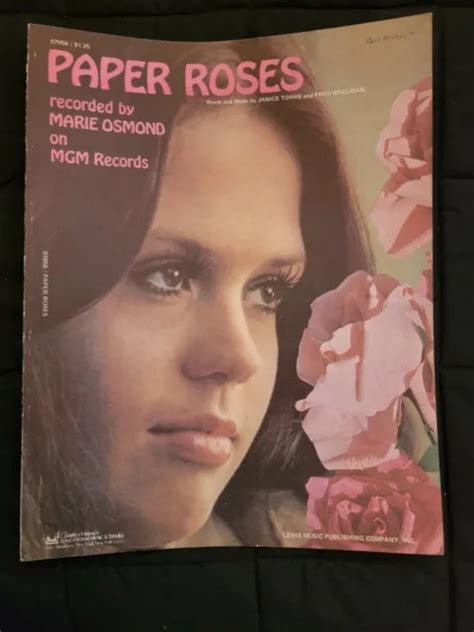 Vintage Sheet Music Paper Roses Recorded By Marie Osmond On Mgm Records