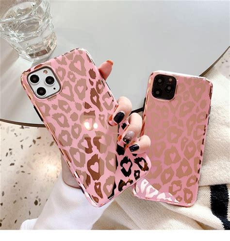 Pink Leopard Print Apple Phone Case For Iphone Se 7 8 Plus X Etsy