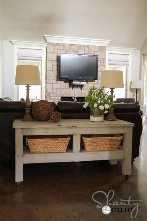 The symmetrical sofa table with 2 lamps & 2 baskets. Foyer or Behind Couch Table - not this particular console ...