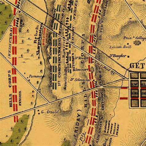 Battle Of Gettysburg 1863 American Civil War Map