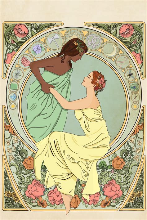 I Took Hours Drawing This Art Nouveau Piece Of A Lesbian Couple And Im
