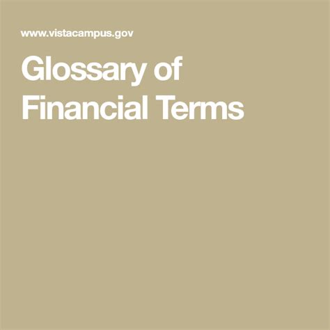 Glossary Of Financial Terms