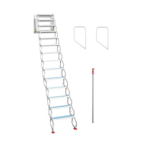 Techtongda White Attic Ladder Retractable Folding Ladder Loft Wall
