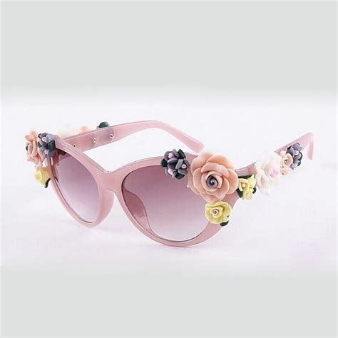 Fashion Flower Rim Sunglasses Women Designer Oval Rose Floral Sun Glasses Spectacles Shades Girl