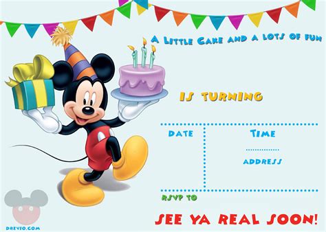 Free Printable Mickey Mouse Party Invitation Template Download