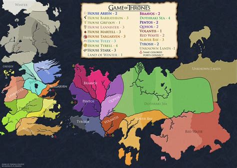 Map Of The Territories For Westeros And Essos From Game Of Thrones