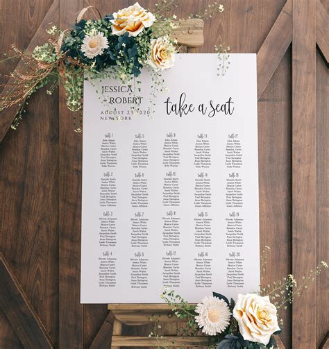 Printable Seating Chart Wedding