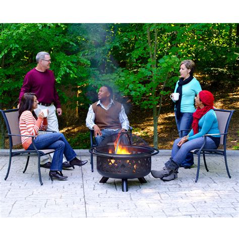 Oil Rubbed Bronze Wood Burning Fire Bowl W Lattice Design