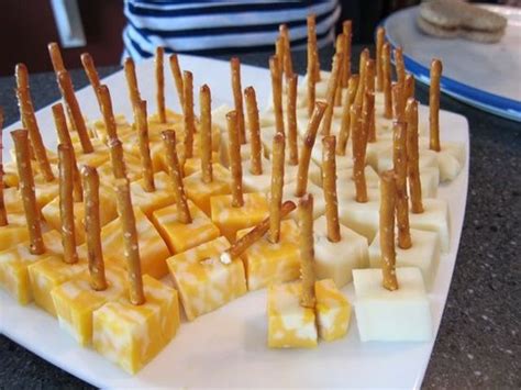Cubed Cheese Using Pretzel Sticks Instead Of Toothpicks Love This Idea