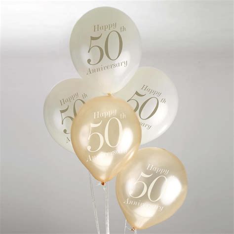 50th Anniversary Balloons Ivory And Gold