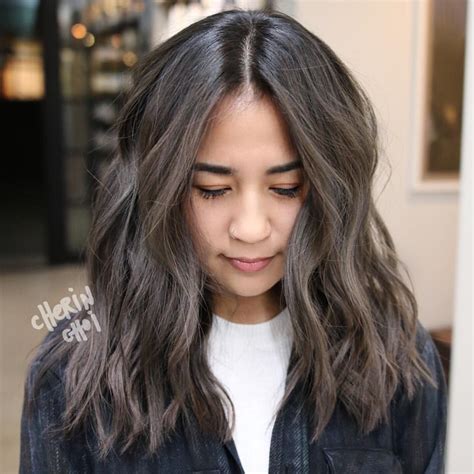 *don't forget to follow photo source hair colorists ig, that is situated below photos. Grey highlights over natural black hair #greyhaircolor # ...