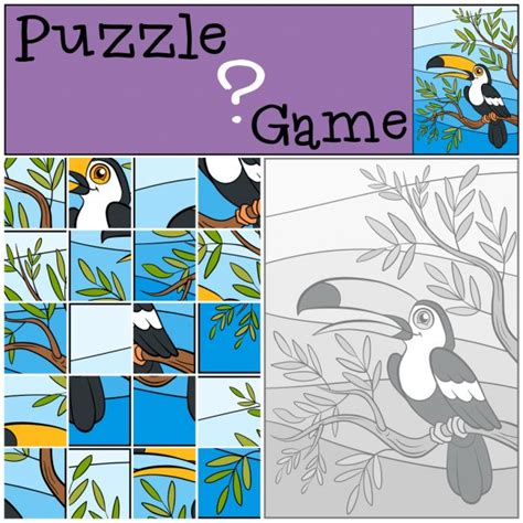 Children Games Find Differences Cute Little Toucan Stock Vector