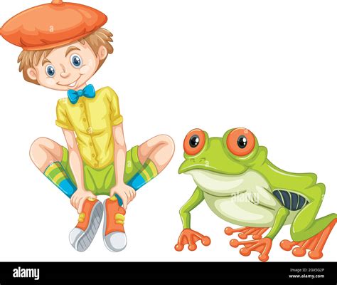 Green Frog And Little Boy Stock Vector Image And Art Alamy