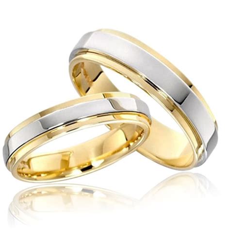 It's also observed women preferred white gold while men opted for tungsten metal wedding ring style. Best Price Market - Stainless Steel Couple Rings Gold Plated | Couple wedding rings, Wedding ...