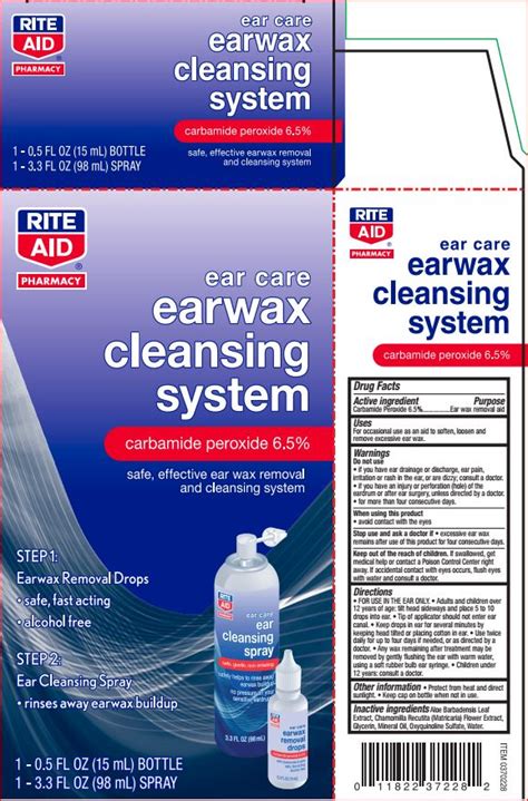 Ear Wax Removal System Rite Aid: Details from the FDA, via OTCLabels.com